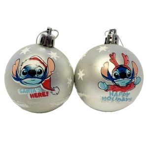 10-pack Lilo & Stitch Julgranskulor Silver (6cm) Disney
