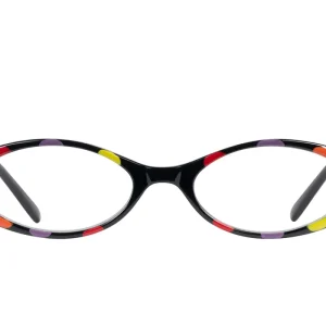 MARTHA black w multi col dots handpainted Reading glasses