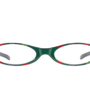 ALANIS green w multi col dots Vintage hand painted Reading glasses