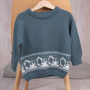 Stickad tröja Grävmaskin – garnpaket i Bluum Pure Eco Baby Wool