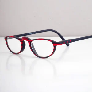 LOTUS black w red stripes hand painted vintage Reading Glasses