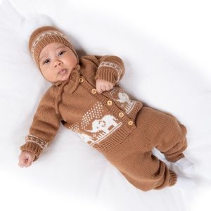 Stickat set Bebisset Elefanterna badar – garnpaket i Bluum Soft Merino Ull