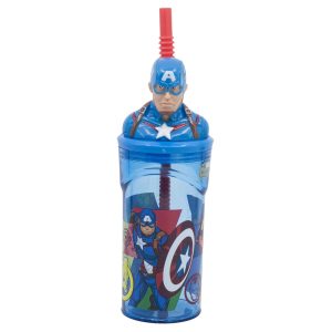 Captain America Mugg med Sugrör och 3D-figur 360ml Marvel