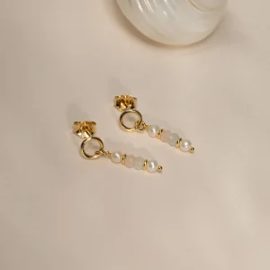 ADIRA MORGANITE PEARL GOLDEN EARRING