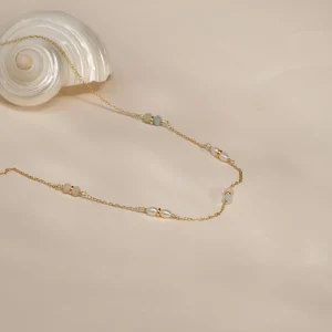 ADIRA MORGANITE PEARL GOLDEN NECKLACE