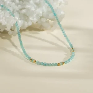 ALINA BLUE AMAZONITE GOLDEN NECKLACE