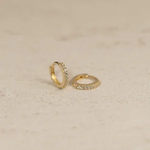 ALISSA CRYSTAL SOLID GOLD CREOL EARRING - 10mm