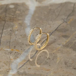 ALISSA CRYSTAL SOLID GOLD CREOL EARRING - 15mm