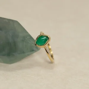 ATHENA GREEN AGATE GOLDEN RING