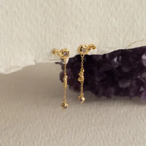AURELIA PURPLE AMETHYST GOLDEN EARRING