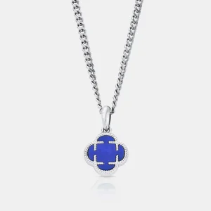 Blue Clover Stone Pendant (Silver)