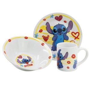 Stitch 3-set Porslin (Skål, Tallrik och Mugg) Disney