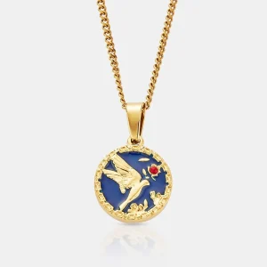Enamel Swallow Pendant (Gold)