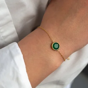 AVA GREEN AGATE GOLDEN BRACELET