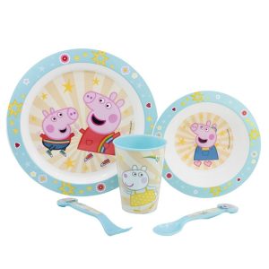 5-set (Skål, Tallrik, Bestick, Mugg) Peppa Pig