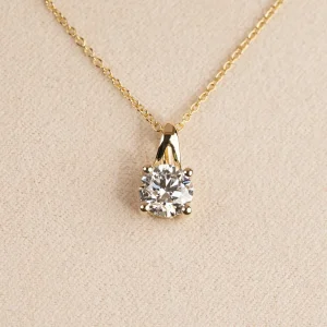 PRONG SOLITAIRE LAB-DIAMOND PENDANT - 1.0ct - YG