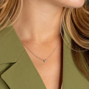 SOLITAIRE BEZEL LAB-DIAMOND NECKLACE - 0.1ct - WG