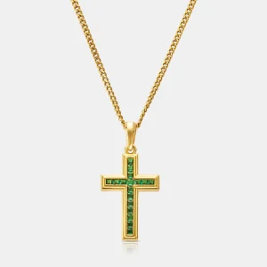 Emerald Stone Cross (Gold)
